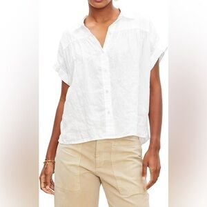 Velvet by Graham & Spencer Aria Linen Top Button Down White size Medium